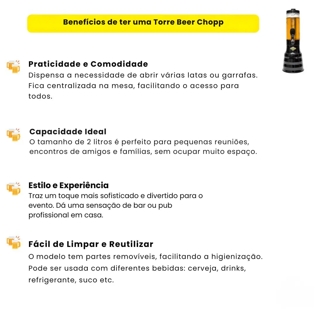 Torre de Chopp Portátil 2L com Torneira Italiana