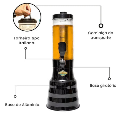 Torre de Chopp Portátil 2L com Torneira Italiana