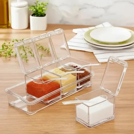 Porta Temperos e Condimentos Acrílico 4 Potes Organizadores