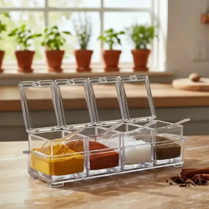 Porta Temperos e Condimentos Acrílico 4 Potes Organizadores