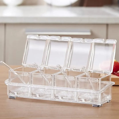 Porta Temperos e Condimentos Acrílico 4 Potes Organizadores