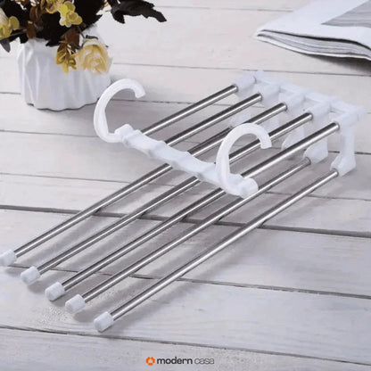 Cabide Organizador Inox para Calças - Retrátil 5 em 1