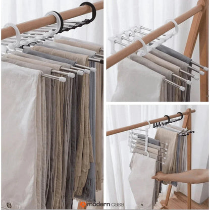 Cabide Organizador Inox para Calças - Retrátil 5 em 1