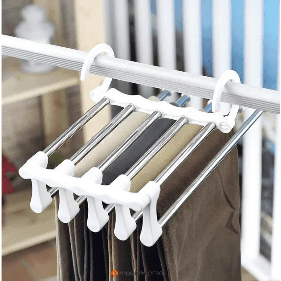 Cabide Organizador Inox para Calças - Retrátil 5 em 1