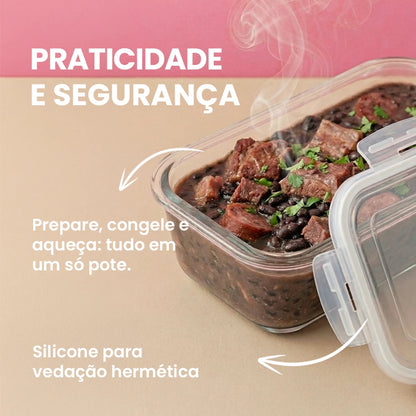 Kit 10 Potes de Vidro Hermético
