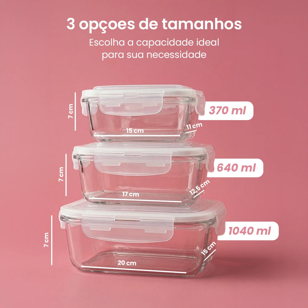 Kit 10 Potes de Vidro Hermético