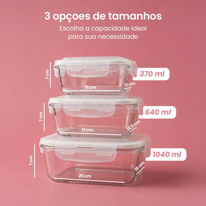 Kit 10 Potes de Vidro Hermético