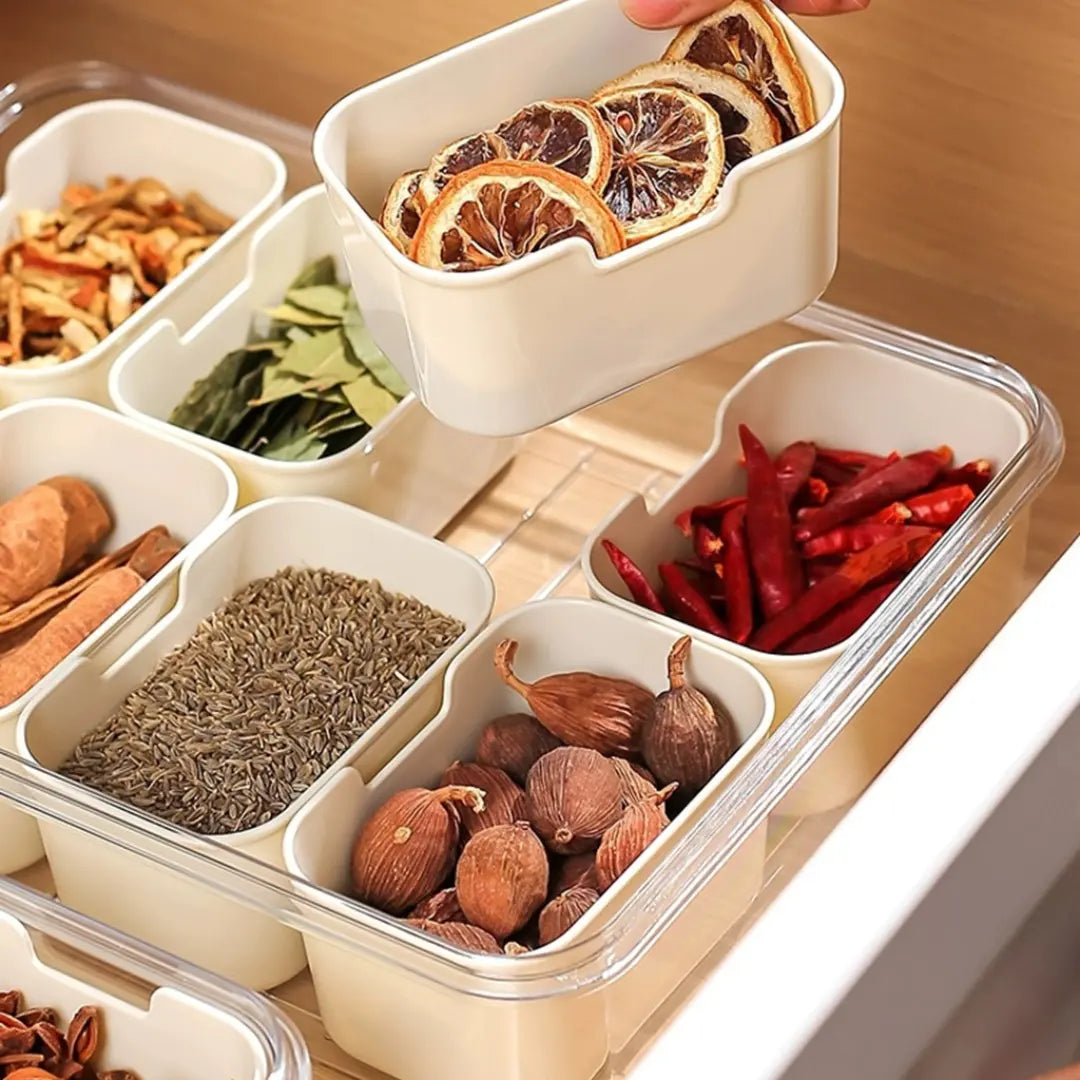 Organizador Hermético Em Acrílico com 8 Divisórias – para Frutas, Legumes e Alimentos