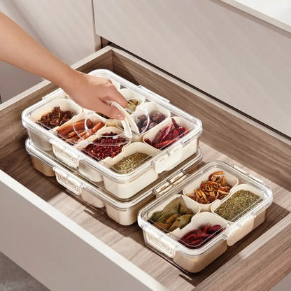 Organizador Hermético Em Acrílico com 8 Divisórias – para Frutas, Legumes e Alimentos
