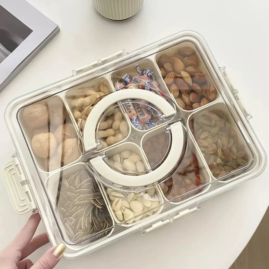Organizador Hermético Em Acrílico com 8 Divisórias – para Frutas, Legumes e Alimentos