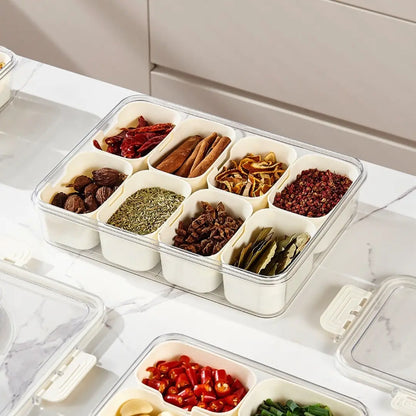 Organizador Hermético Em Acrílico com 8 Divisórias – para Frutas, Legumes e Alimentos