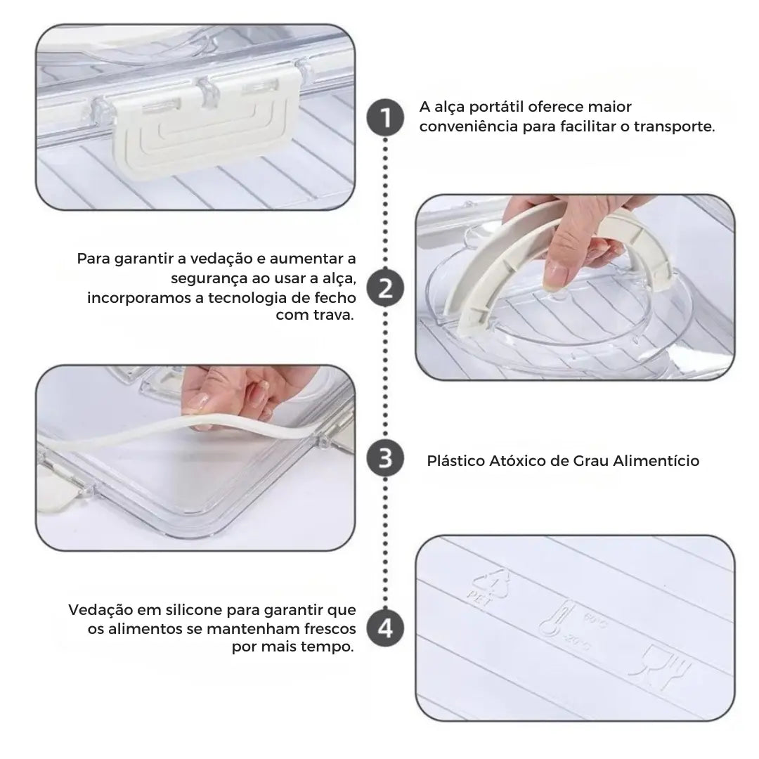 Organizador Hermético Em Acrílico com 8 Divisórias – para Frutas, Legumes e Alimentos