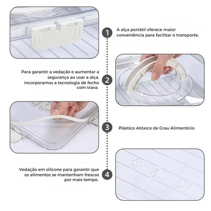Organizador Hermético Em Acrílico com 8 Divisórias – para Frutas, Legumes e Alimentos
