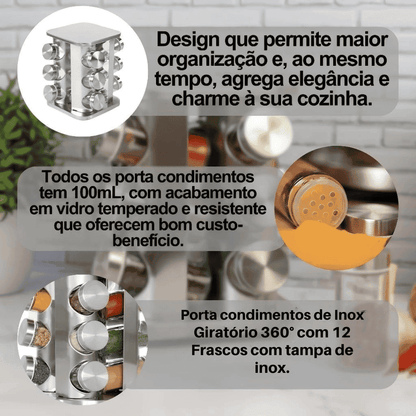 Porta Temperos e Condimentos Giratório 12 Peças
